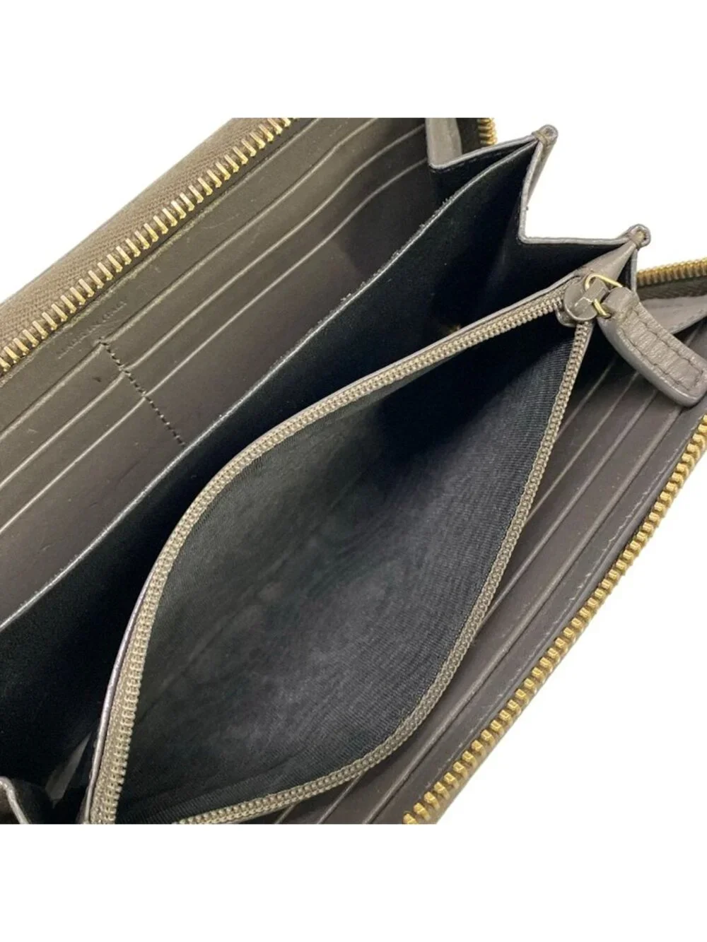 Saint Laurent Yves Rive Gauche Wallet Dark Gray Zip Around Leather - Picture 4 of 10